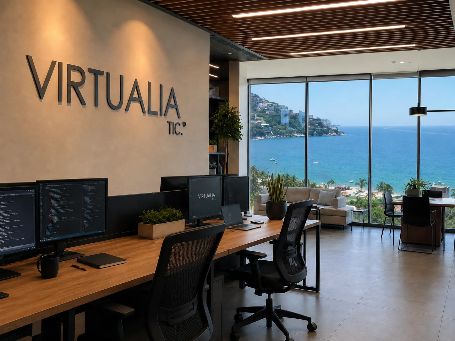 Oficinas de Virtualia TIC en Acapulco, con vista a la bahía